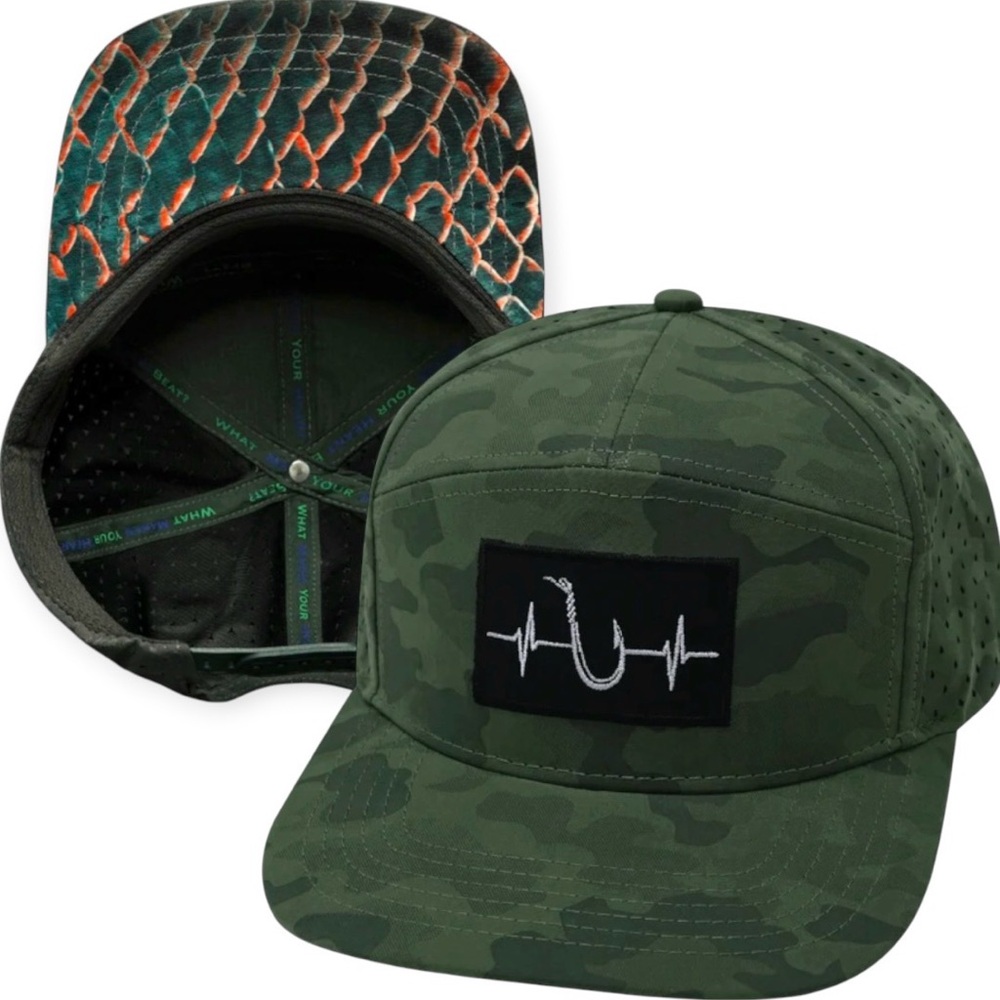 The Heartbeat Brand Green Camo Fish Scales Fishing Baseball Hat